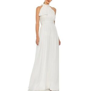 NWT Ieena For‎ Mac Duggal 55035 Elegant White Halter Maxi Dress Size 24